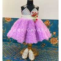 Silver knee Length Dress – Kids Designer Dress | BK Gayatri Official