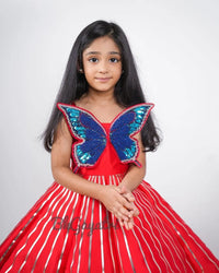 Metallic Butterfly Dress In Red – Luxury Kids Dress | BK Gayatri Official