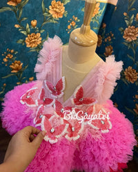 Two layered knee lenght butterfly dress – Luxury Kids Dress | BK Gayatri Official