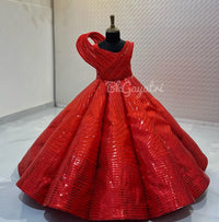 red metallic structured dress – Luxury Kids Dress | BK Gayatri Official