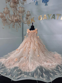 Couture feather cape trail dress – Premium Kids Fashion | BK Gayatri Official