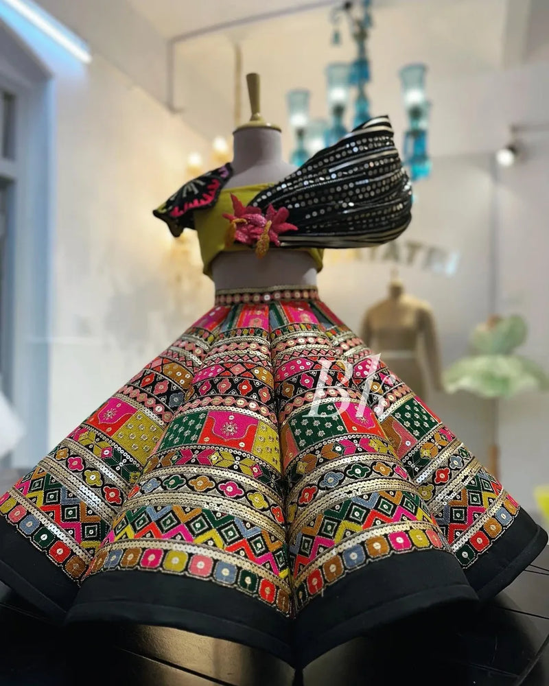 Traditional structured lehanga with draped top – Kids Designer Lehenga | BK Gayatri Official