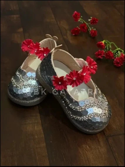 Sequence and Swarovski shoes – Kids Designer Wear | BK Gayatri Official