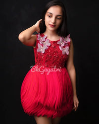 Red Draped Butterfly Dress – Luxury Kids Dress | BK Gayatri Official