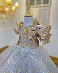 Gota work Golden metallic Butterfly Dress – Luxury Kids Dress | BK Gayatri Official