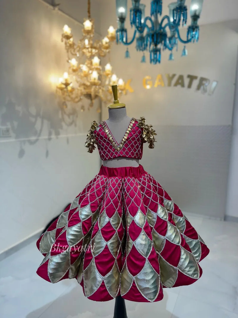 Magenta hand embroidered lehenga – Kids Designer Lehenga | BK Gayatri Official