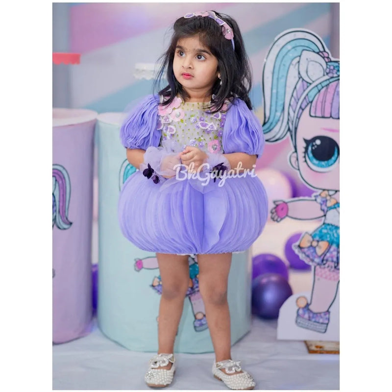 Lilac Pumpkin Dress – Kids Designer Dress | BK Gayatri Official