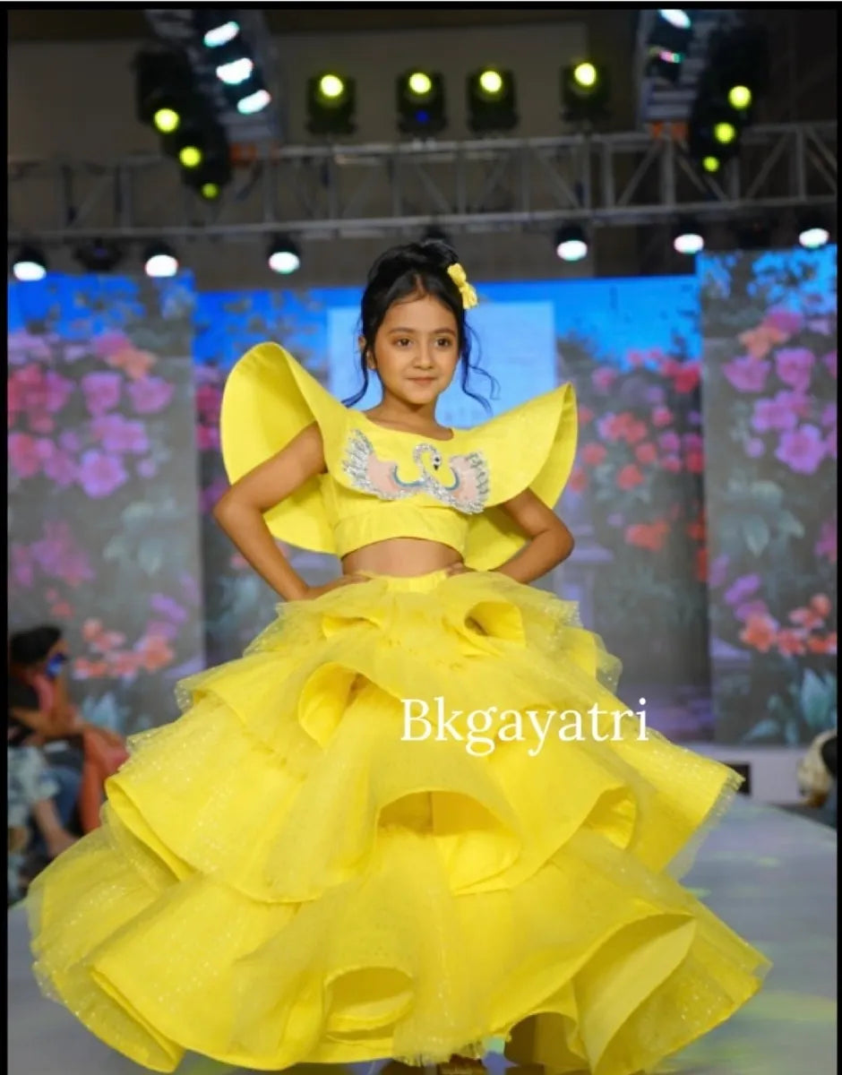Couture structured yellow dress – Kids Designer Dress | BK Gayatri Official