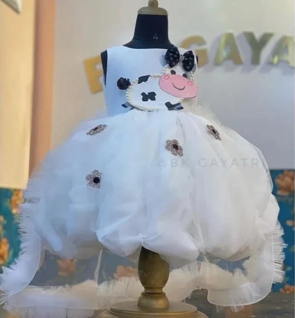 3D Cow Draped theme Dress – Kids Designer Dress | BK Gayatri Official