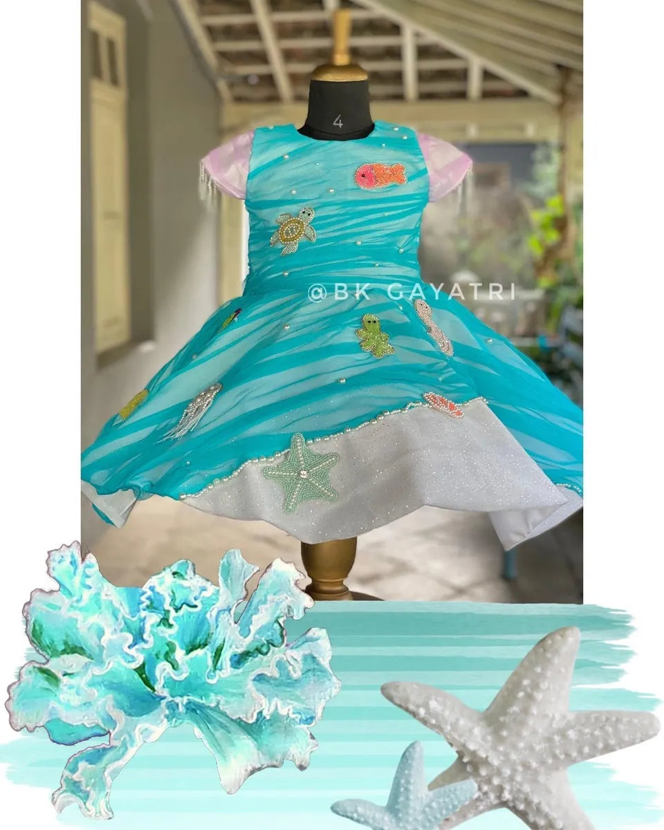 Aqua Dress – Kids Designer Dress | BK Gayatri Official